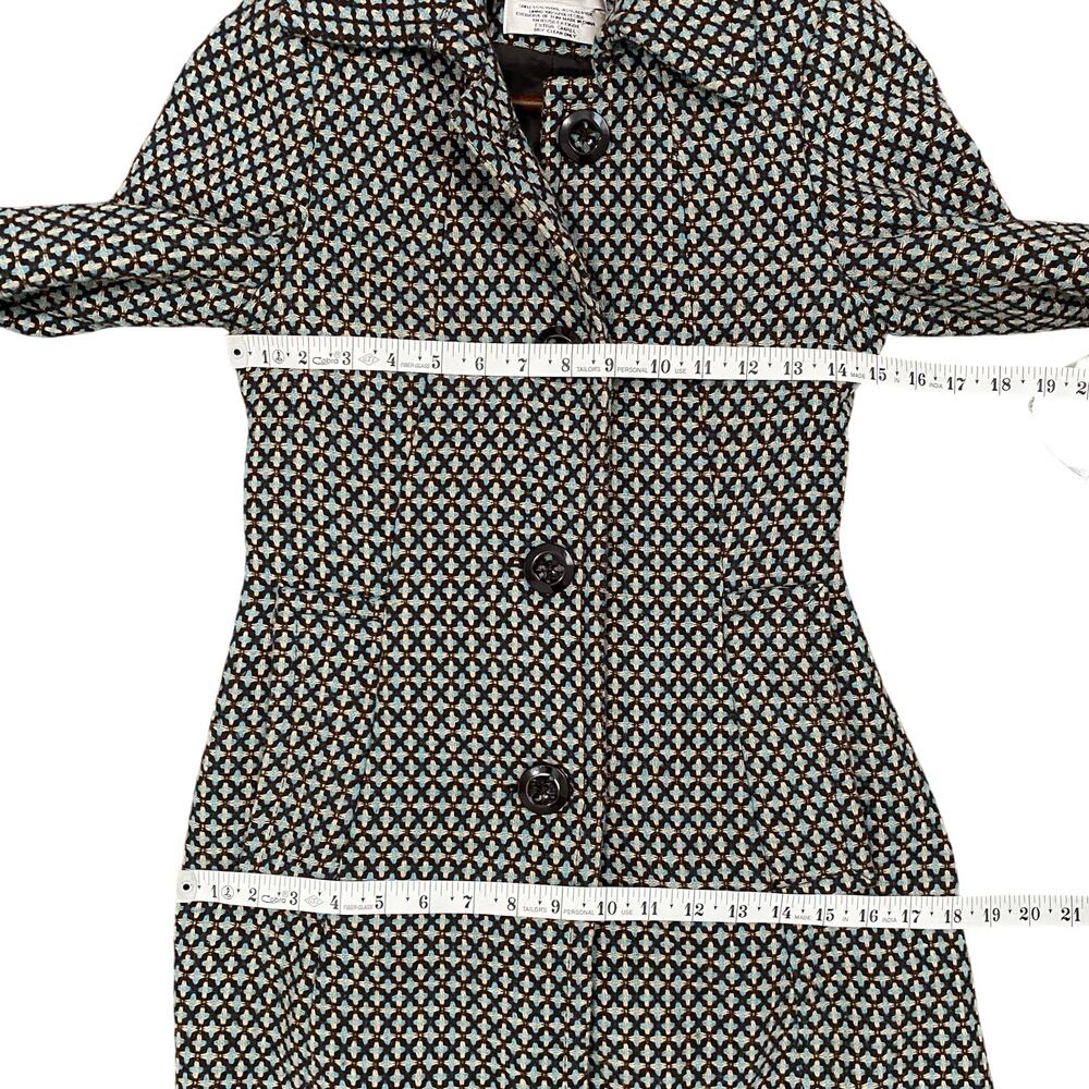 Urban Behavior Wool Blend Coat Geometric Pattern Button Front XS 60s Mod - Picture 6 of 10